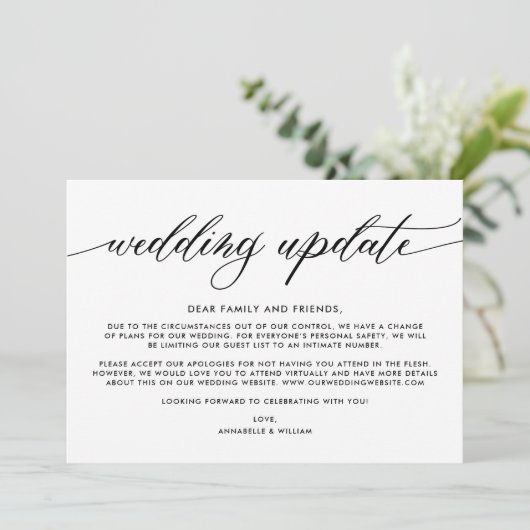 Weduwupdate | Kleinere bruiloft Aankondiging (Staand voorkant)