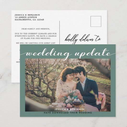 Weduwupdate | Kleinere bruiloft Aankondigingskaart (Voorkant / Achterkant)