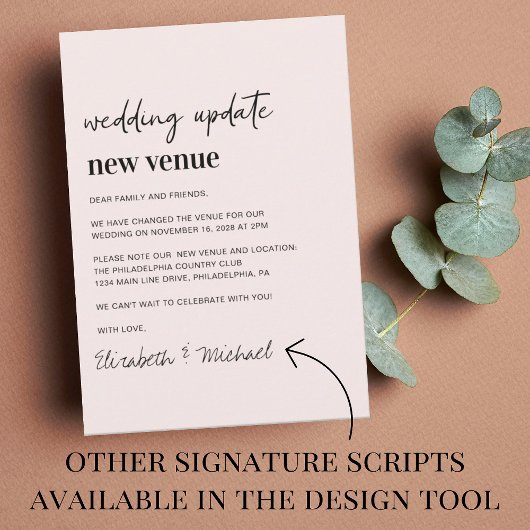 Weduwupdate roze nieuwe plaats aankondiging