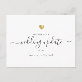 Weduwupdate Uitgesteld Elegant Script Gold Heart Briefkaart