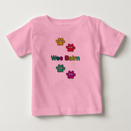 Wee Bairn Paw Print Tshirt voor kinderen (Voorkant)
