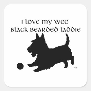 Wee Black Bearded Laddie Schotse Terrier Vierkante Sticker