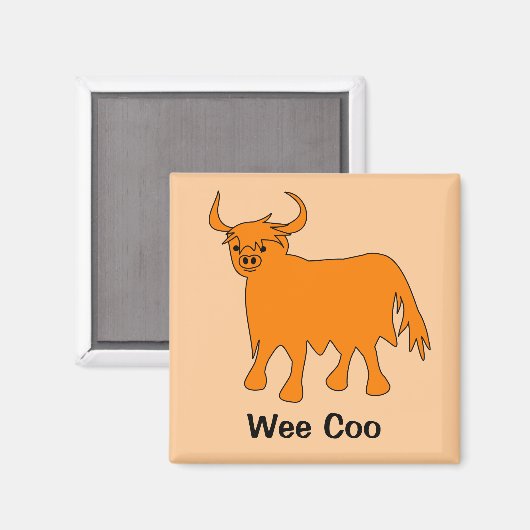 "Wee Coo" Schotse Hoogland Koe ijskastmagneet Magneet (Voorkant / Achterkant)