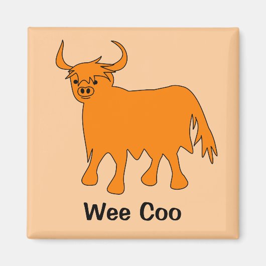 "Wee Coo" Schotse Hoogland Koe ijskastmagneet Magneet (Voorkant)