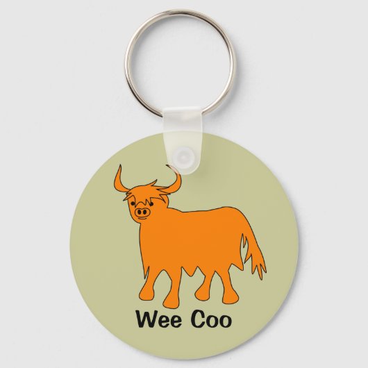"Wee Coo" Scottish Highland Koe sleutelhanger (Voorkant)