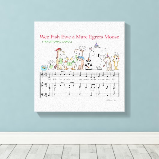 WEE FISH EWE A MARE EGRETS MOOSE Sandra Boynton Canvas Afdruk (Insitu (Houten vloer))