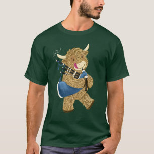 Wee Hamish Highland Koe spelen doedelzak T-shirt