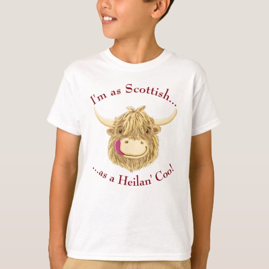 Wee Hamish Scottish Highland Cow T-shirt (Voorkant)