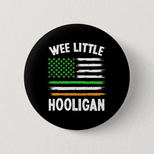 Wee Little Hooligan Fun St Patrick's Day Shamrock Ronde Button 5,7 Cm (Voorkant)