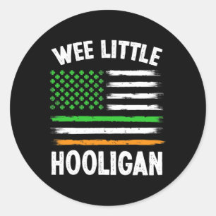 Wee Little Hooligan Fun St Patrick's Day Shamrock Ronde Sticker