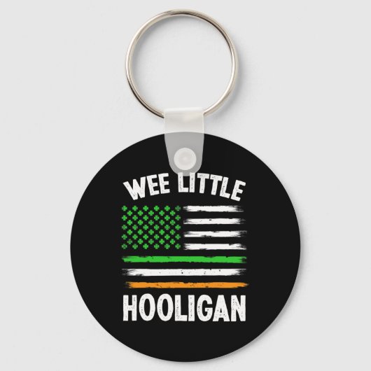 Wee Little Hooligan Fun St Patrick's Day Shamrock Sleutelhanger (Voorkant)