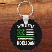 Wee Little Hooligan Fun St Patrick's Day Shamrock Sleutelhanger (Voorkant)