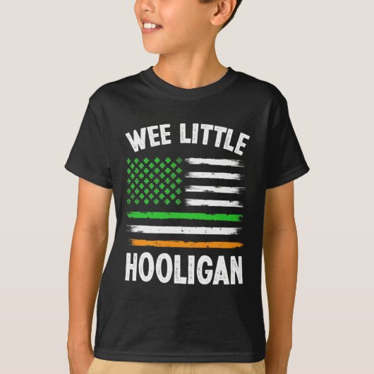Wee Little Hooligan Fun St Patrick's Day Shamrock T-shirt (Voorkant)
