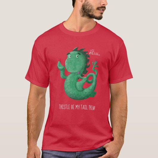Wee Nessie Loch Ness Monster Thistle Tail T-shirt (Voorkant)