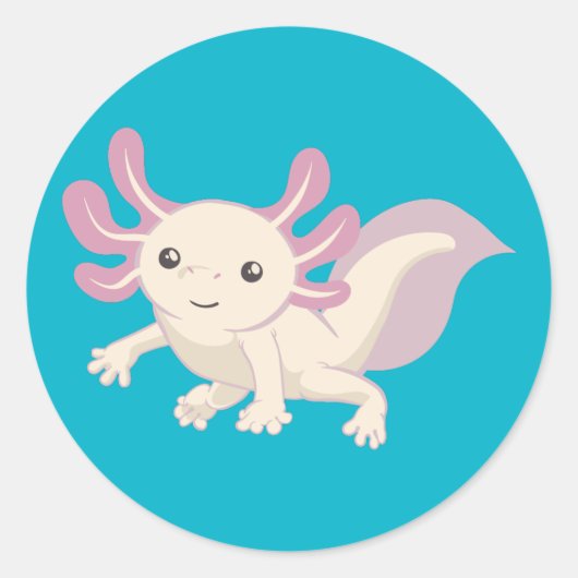 Wee Schattige Axolotl Ronde Sticker (Voorkant)