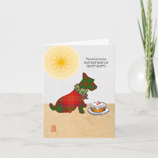 Wee Scottie Dog Fa-La-La-La-La, Ruff-Ruff-Ruff-La! Feestdagen Kaart (Voorkant)