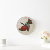 Wee Scottie Dog Merry Ruff! Ruff!w/#&stippen Ronde Klok (Huis)