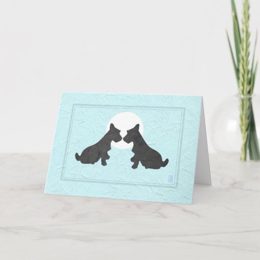 Wee Scottie Puppy Love Jubileum op Blauw Kaart (Voorkant)