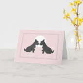 Wee Scottie Puppy Love Valentijn's Day op Roze Kaart (Gele Bloem)
