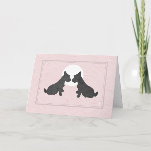 Wee Scottie Puppy Love Valentijn's Day op Roze Kaart (Voorkant)