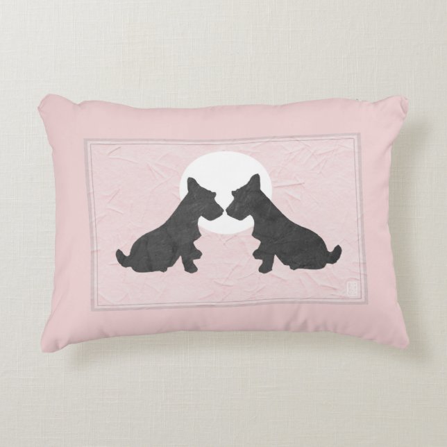 Wee Scotties Pink Puppy Love Accessole Pillow Accent Kussen (Voorkant)