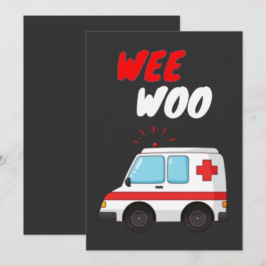 Wee Woo Ambulance AMR Funny EMS Paramedic Gift Kaart (Voorkant / Achterkant)