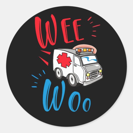 WEE WOO AMR EMT AMR Paramedic Ambulance Ronde Sticker (Voorkant)