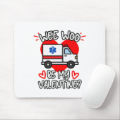 Wee Woo Be My Valentijn EMT Paramedic EMS Ambulanc Muismat (Met muis)