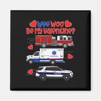 Wee Woo Be My Valentijn Firetruck Ambulance Police Magneet