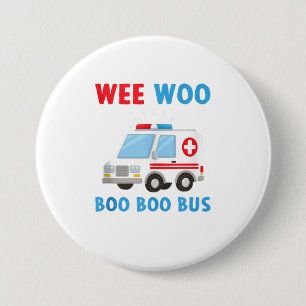 Wee Woo Boo Boo Bus Ambulance EMT Parame Ronde Button 7,6 Cm