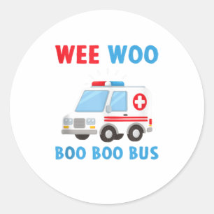Wee Woo Boo Boo Bus Ambulance EMT Parame Ronde Sticker