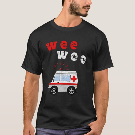Wee Woo Bus Ambulance AMR Retro EMT Paramedic T-shirt (Voorkant)