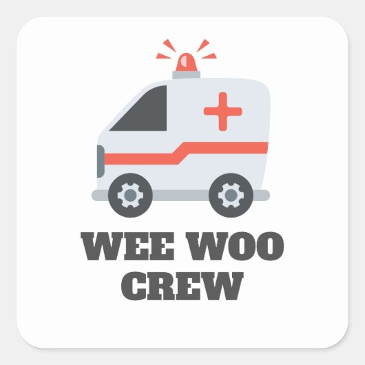 Wee Woo Crew, 911 Ambulance Square Sticker (Voorkant)