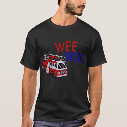 Wee Woo Firefighter Firevrachtwagen siren  T-shirt (Voorkant)