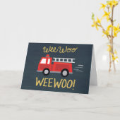 Wee Woo! Firetruck Birthday Kaart (Gele Bloem)