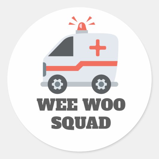 Wee Woo Squad, Ambulance EMS 911 Ronde Sticker (Voorkant)