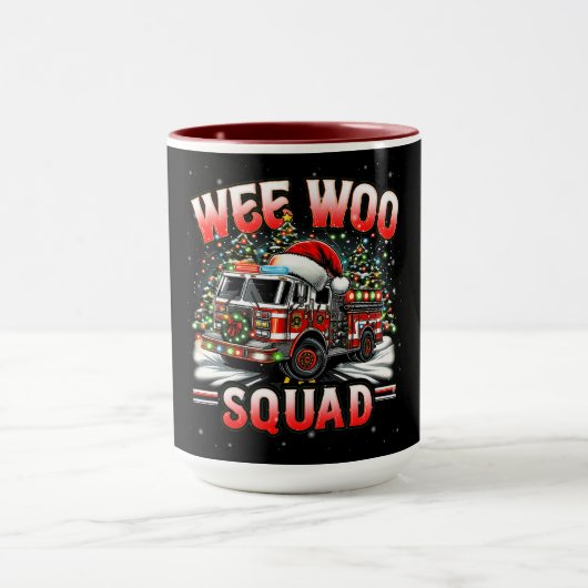 WEE WOO Squad Kerstontwerp met brandweerwagen Mok (Midden)