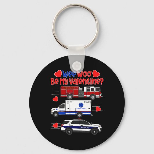 Wee Woo Wees Mijn Valentijn Vuurweerbrandweer Ambu Sleutelhanger (Voorkant)