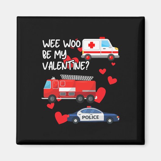 Wee Woo Wees Mijn Valentijn Vuurweerhuis Ambulance Magneet (Voorkant)
