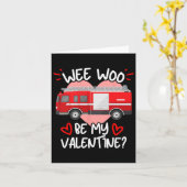 Wee Woo Wees Mijn Valentijn Vuurweerwagen Brandwee Kaart (Gele Bloem)