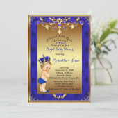 Weeblonde Baby shower-uitnodiging, marine Kaart (Staand voorkant)