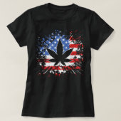 Weed American Flag 4 juli Marjuana Patriotic T-shirt (Design voorkant)