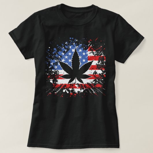 Weed American Flag 4 juli Marjuana Patriotic T-shirt (Design voorkant)