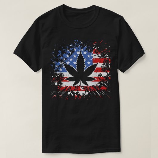 Weed American Flag 4 juli Marjuana Patriotic T-shirt (Design voorkant)