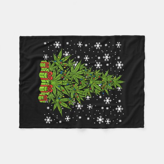 Weed Christmas Tree Funny Xmas T Men Women  Fleece Deken (Voorkant (Horizontaal))