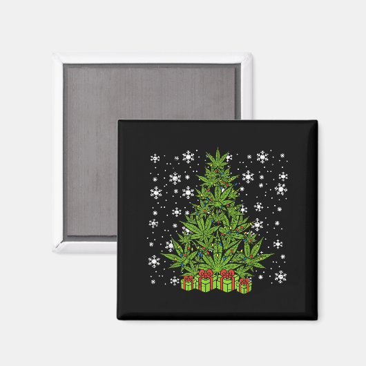 Weed Christmas Tree Funny Xmas T Men Women  Magneet (Voorkant / Achterkant)
