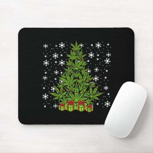 Weed Christmas Tree Funny Xmas T Men Women Muismat (Met muis)