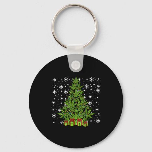 Weed Christmas Tree Funny Xmas T Men Women Sleutelhanger (Voorkant)