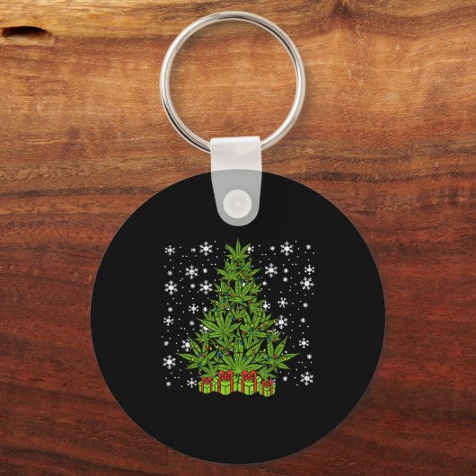 Weed Christmas Tree Funny Xmas T Men Women  Sleutelhanger (Voorkant)