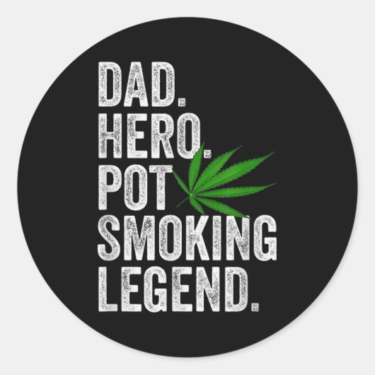 Weed Dad Shirt Funny Stoner Christmas T Smoker Hum Ronde Sticker (Voorkant)